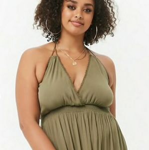PLUS SIZE Backless Halter Maxi Dress